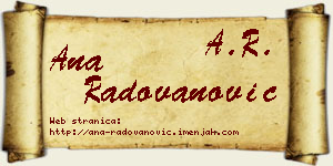 Ana Radovanović vizit kartica